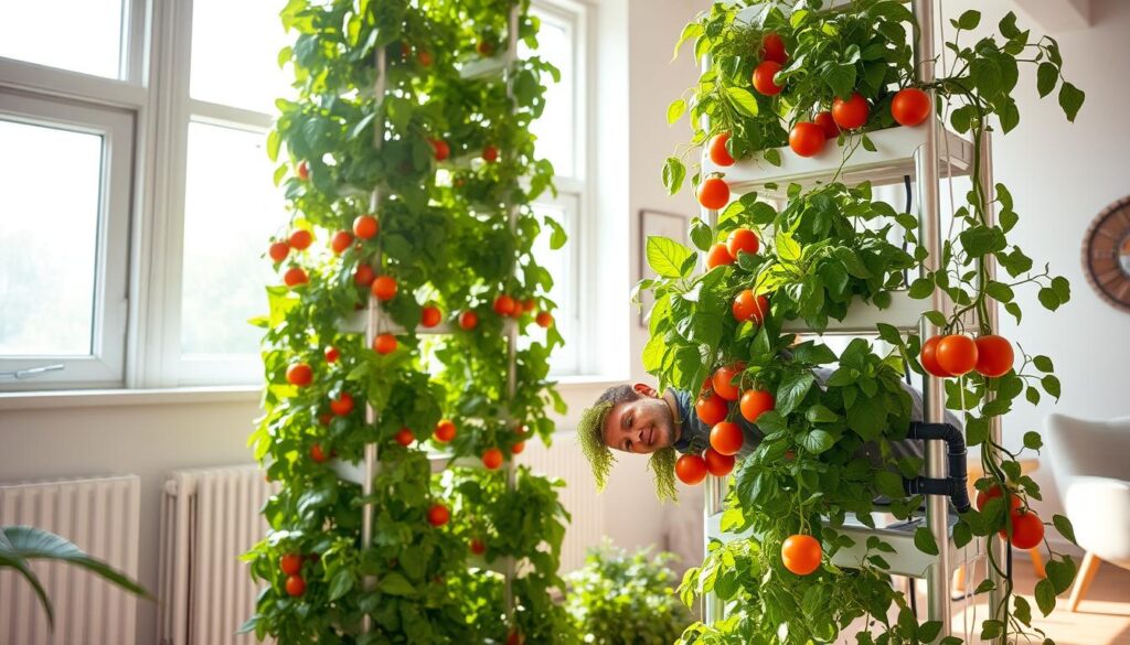 Vertical Hydroponic Garden Harvesting