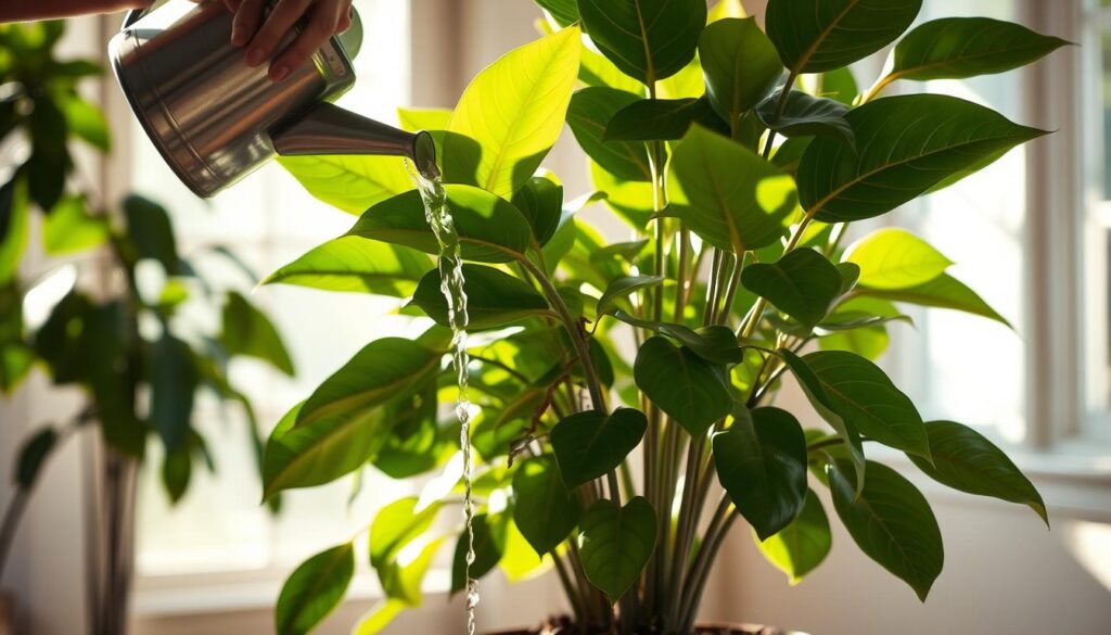 watering ficus plants